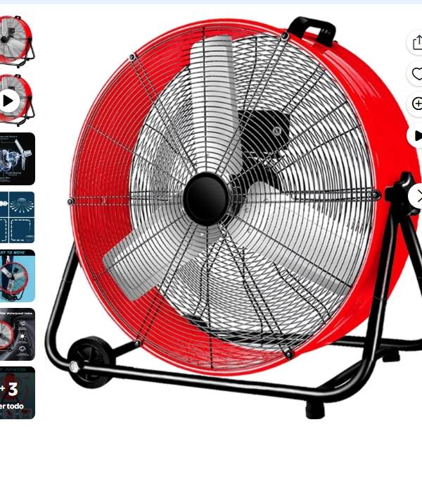 Industrial Ventilador de 24 Pulgadas, Tambor Resistente, 3 Velocidades