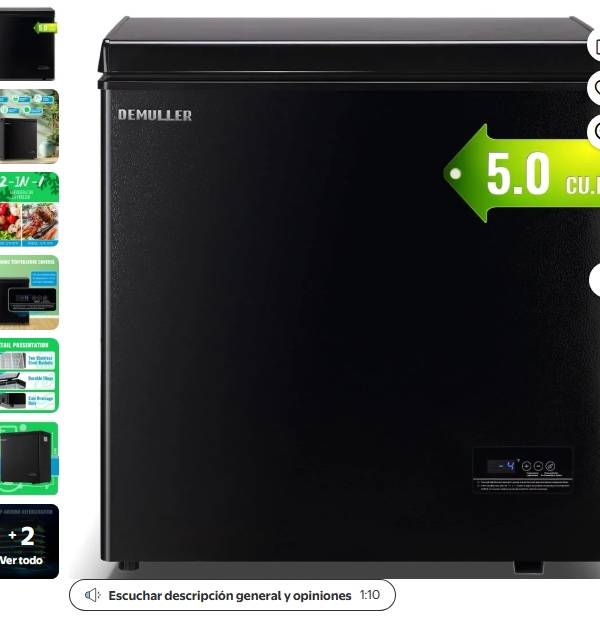 DEMULLER Congelador Horizontal Congelador Profundo Mini Congeladores con 2 Canastas Puerta Superior Abierta Nuevo Negro