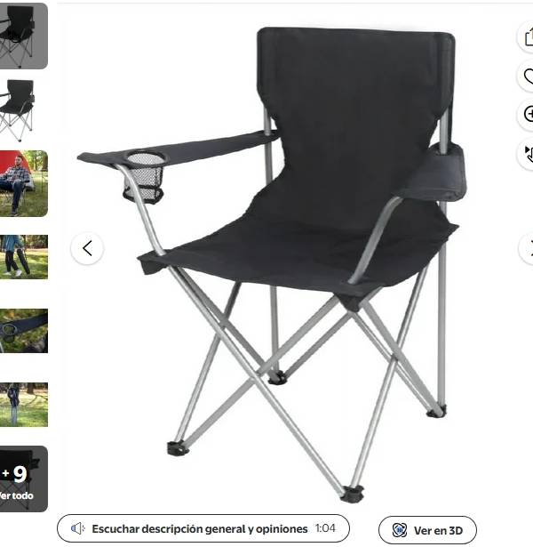 Ozark Trail Silla de Camping Plegable Cuádruple con Portavasos