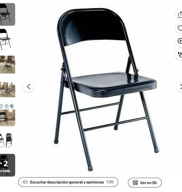 Mainstays Silla Plegable de Metal Totalmente de Acero