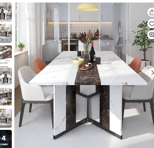 Mesa de Comedor Rectangular Grande de 71 Pulgadas para 6-8 Personas