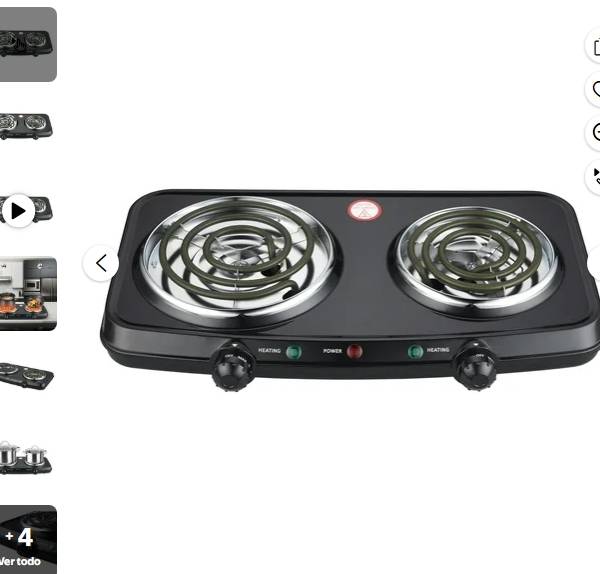 Mainstays Quemador Portátil Doble y Placa Caliente, 120V- 1800W