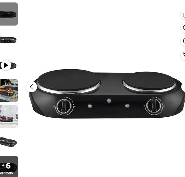 Mainstays Quemador Doble, 1800 W, Estufa Eléctrica Negra, 1 Unidad, Producto Ensamblado
