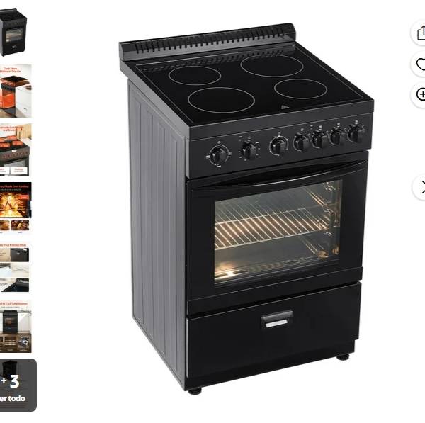 KFFKFF Horno Estufa Eléctrico de 24 Pulgadas Incluye 4 Quemadores