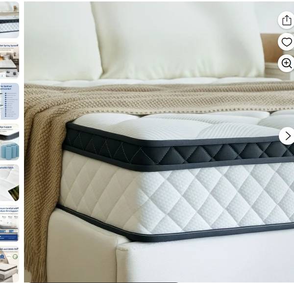 Colchón Queen de 12" de Memory Foam y Resortes Embolsados Twin Híbrido