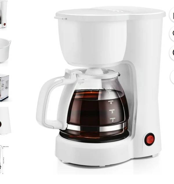 Mainstays Cafetera de 5 Tazas, Blanca