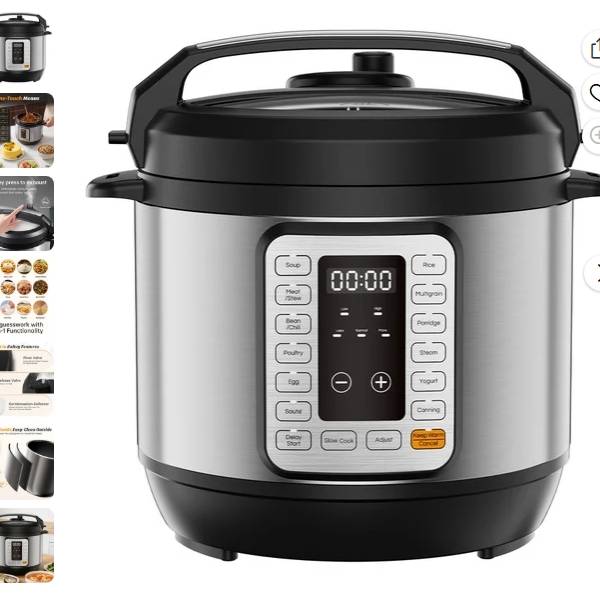 Simenmax Olla de Presión Eléctrica de 6 Qt, Multicocina 12 en 1 con Pantalla LED