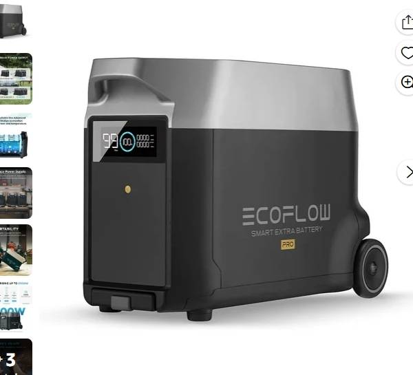 EF EcoFlow DELTA Pro Estación de Energía Portátil Inteligente con Batería Extra, Capacidad de 3600Wh