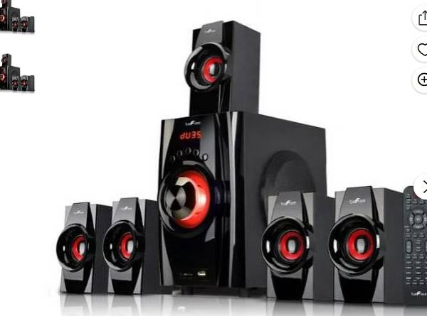 beFree Sound BFS-410 Sistema de Altavoces Bluetooth con Sonido Envolvente de 5.1 Canales en Rojo