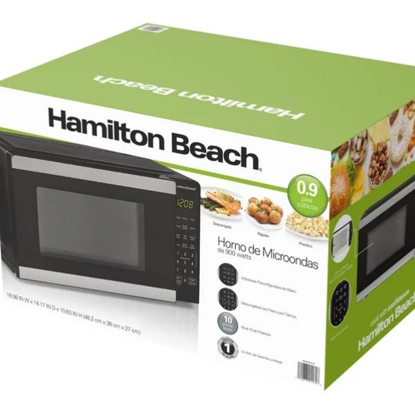 Hamilton Beach Horno Microondas de Encimera de 0.9 Pies³, 900 Watts, Acero Inoxidable