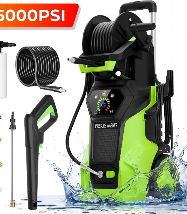 Fenbeli Lavadora de Presión Eléctrica, 5000 PSI 3.2 GPM Pantalla Táctil Presión Ajustable