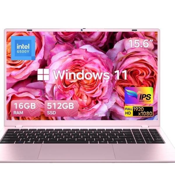 HYYUO Laptop de 15.6", 16GB RAM 512GB SSD, Intel 6500Y con 2 Núcleos 4 Hilos,