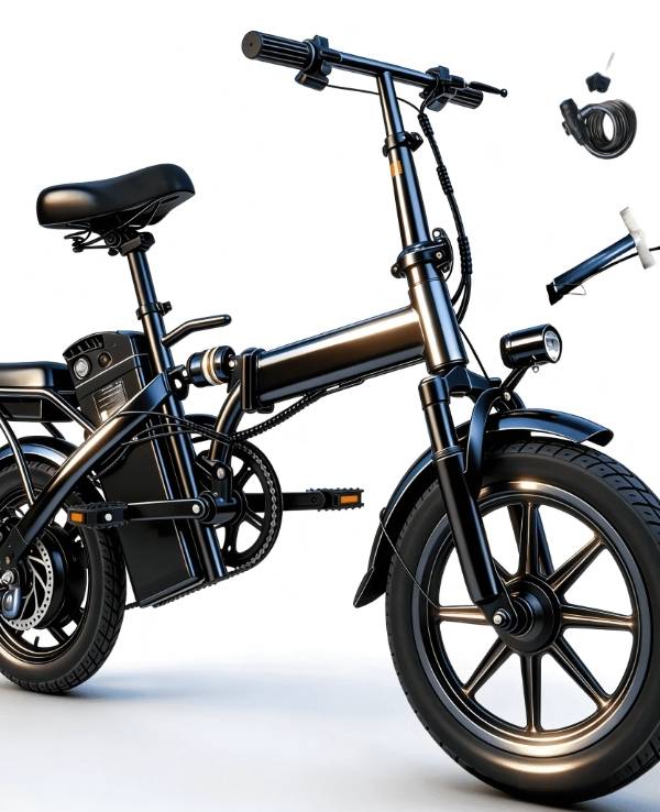 SHCNTEKU ebike Plegable de 14IN para Adultos, Motor Pico de 500W Batería