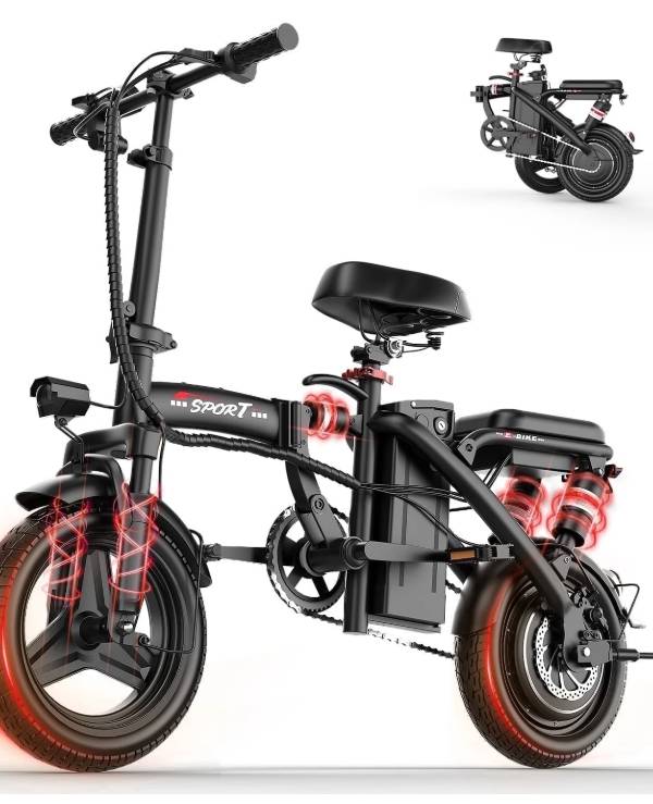 ASKGO Bicicleta Eléctrica para Adultos y Adolescentes, Ebike Plegable de Pico de 1200W, 25MPH y 30Miles