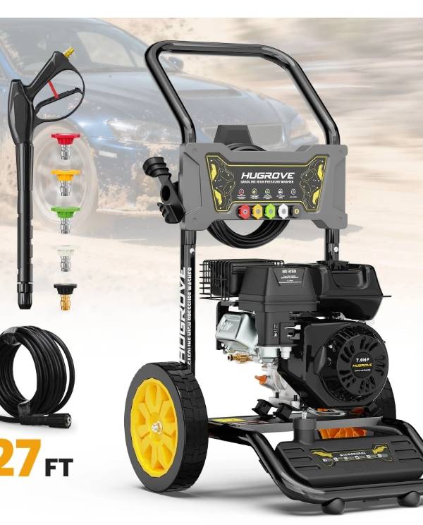 Lavadora de Presión de 3600PSI con 4 Boquillas, Lavadora de Gas Portátil para Patios