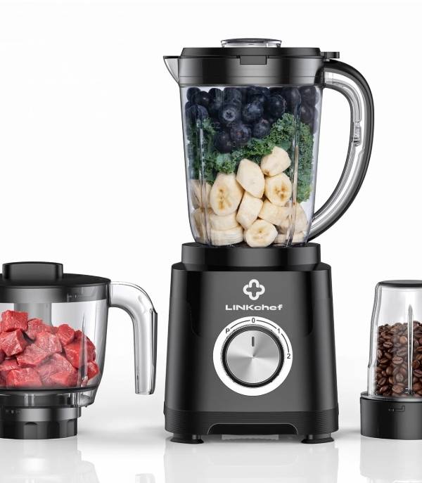 LINKChef Smoothie Blender 57oz Procesador de Alimentos Combo con Picadora y Molinillo Potentes