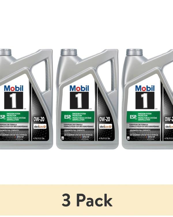 (3 pack) Mobil 1 ESP X2 Aceite de Motor Totalmente Sintético 0W-20, 5 Cuartos