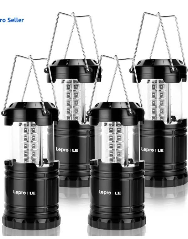 Lepro LED Linterna de Acampar Plegable, Paquete de 4, Súper Brillante, Luz de Acampar a Batería