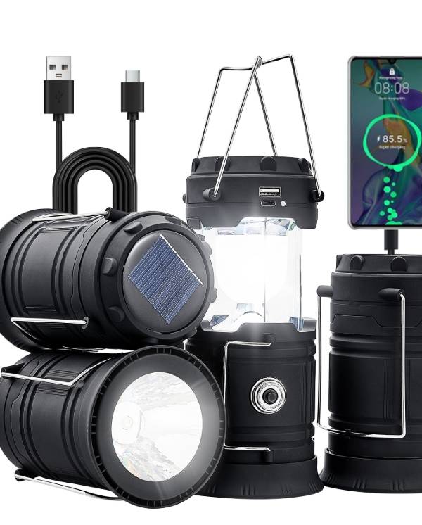 VEVOR Linternas LED para Acampar, Paquete de 4 Linternas Recargables para Acampar