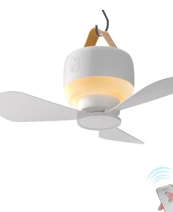 Eyotto Luz de Ventilador de Acampar con Gancho, 3600mAh Recargable 3 Aspas