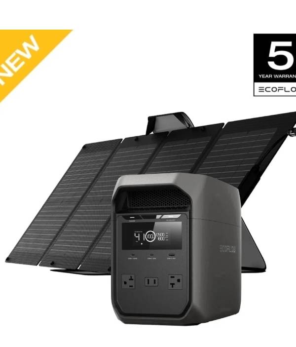 E Portátil DELTA 3 Classical 1000 Batería LiFePO4 Oscura (LFP) con Panel Solar de 110W Generador Solar,r