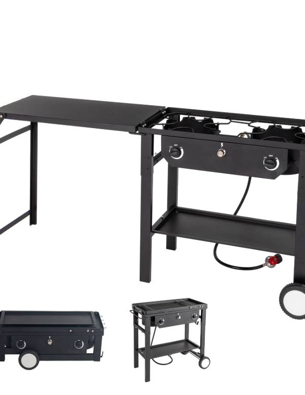 Ktaxon 2 Burner 150000 BTU Cooker w/ Foldable Side Table Outdoor Camping 